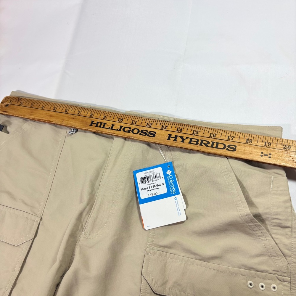 NEW Columbia PFG Permit II 40x6L Fishing Shorts Omni-Shade Cargo Khaki Pockets - Picture 5 of 7